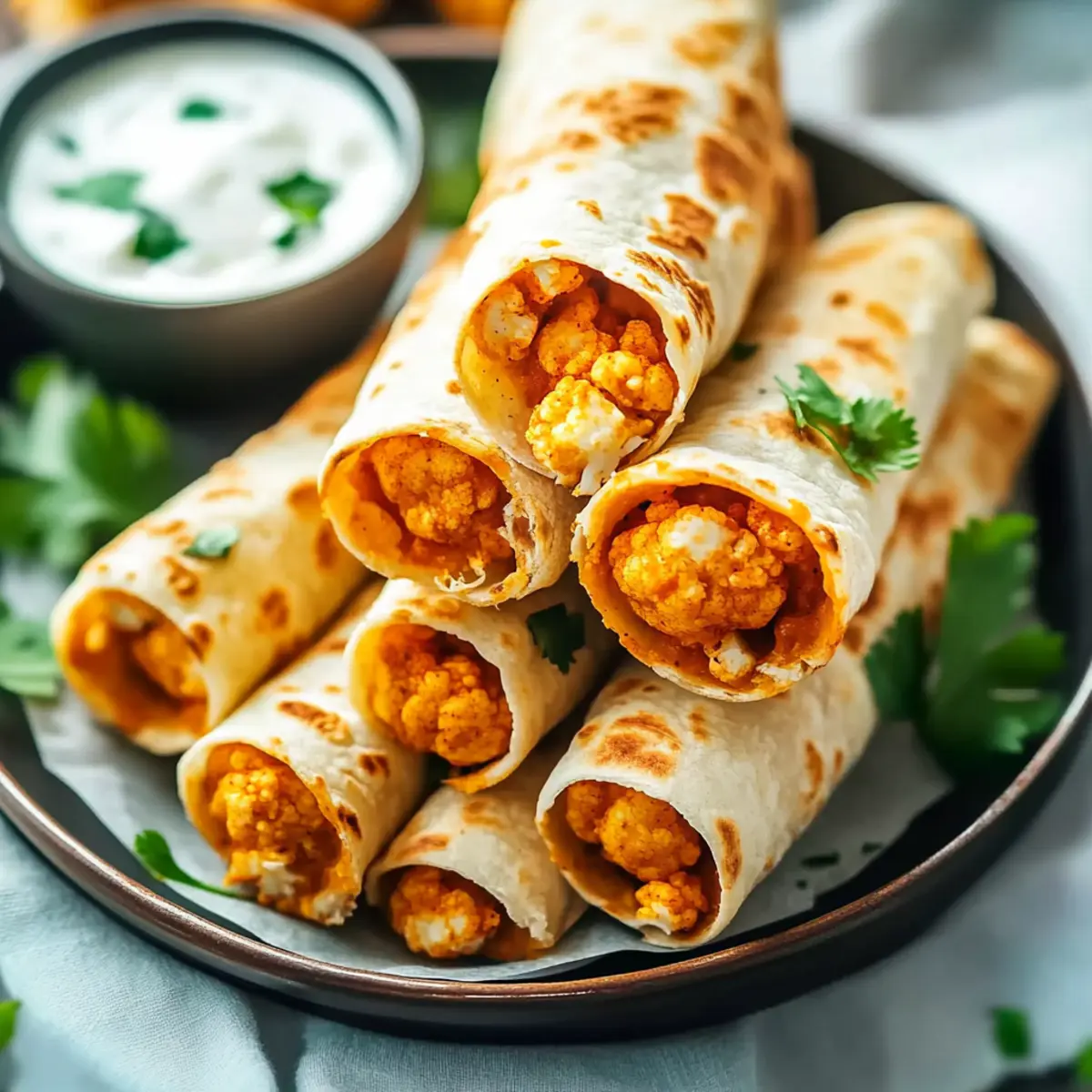 Spicy Buffalo Cauliflower Taquitos for a Flavorful Treat