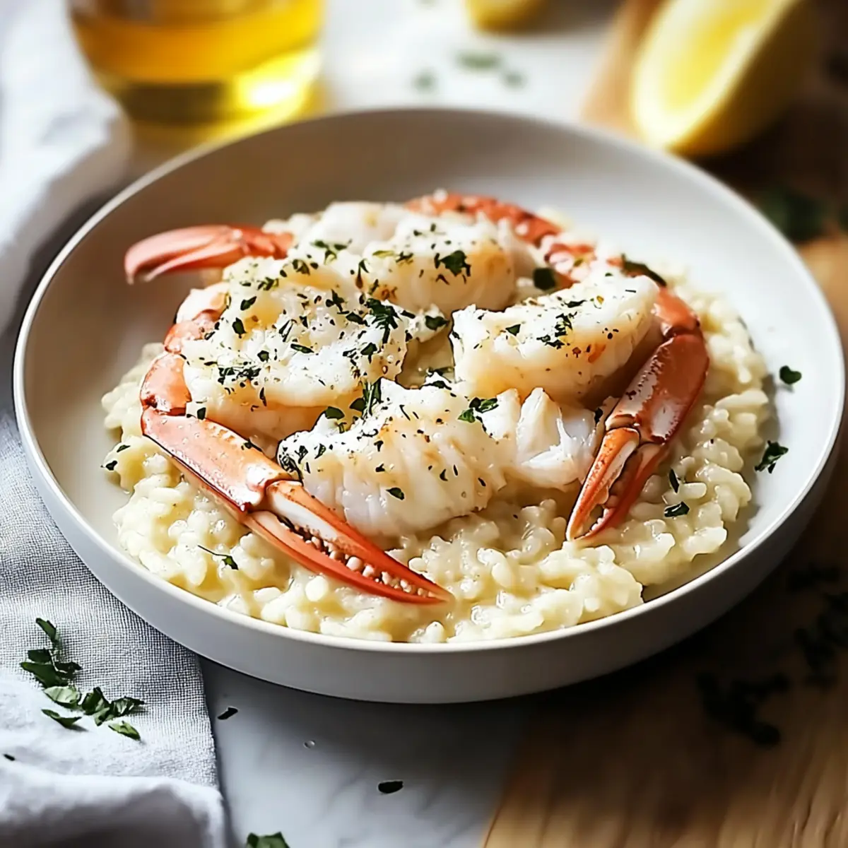 Creamy Crab Risotto with Garlic Wine Sauce Delight