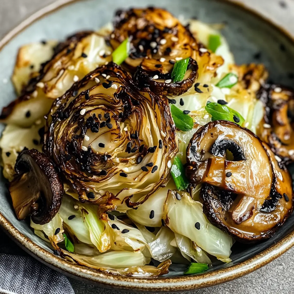 Savory Charred Cabbage with Creamy Miso Mushrooms Delight