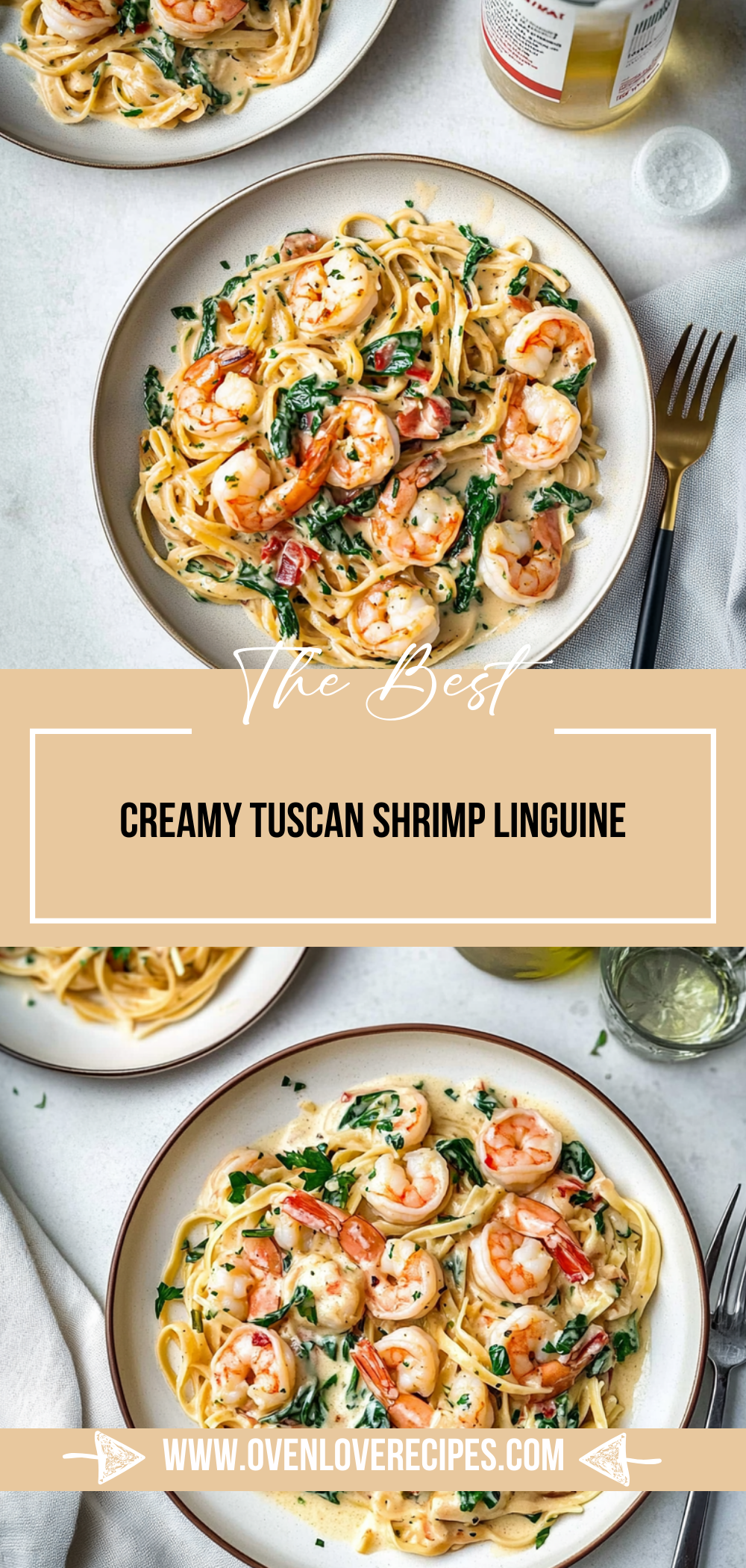 Creamy Tuscan shrimp linguine