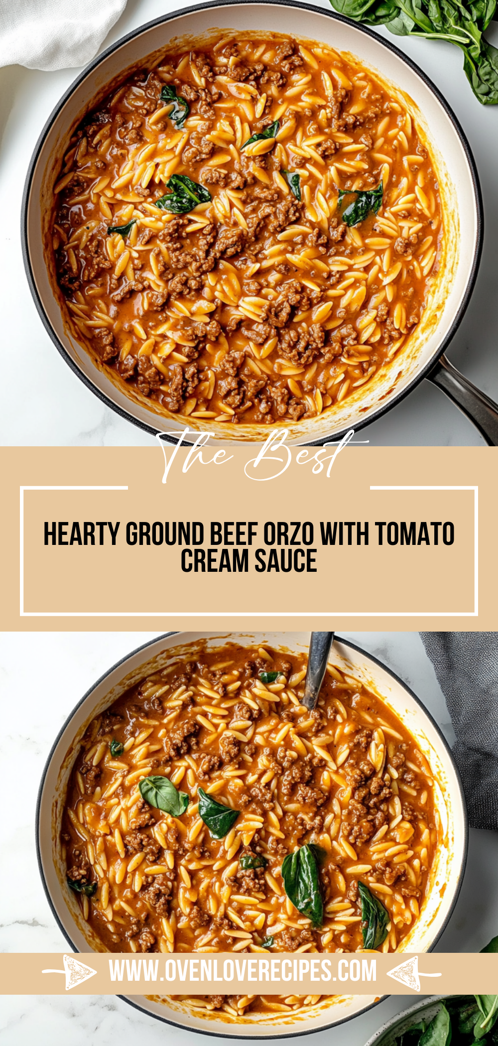 Hearty Ground Beef Orzo with Tomato Cream Sauce