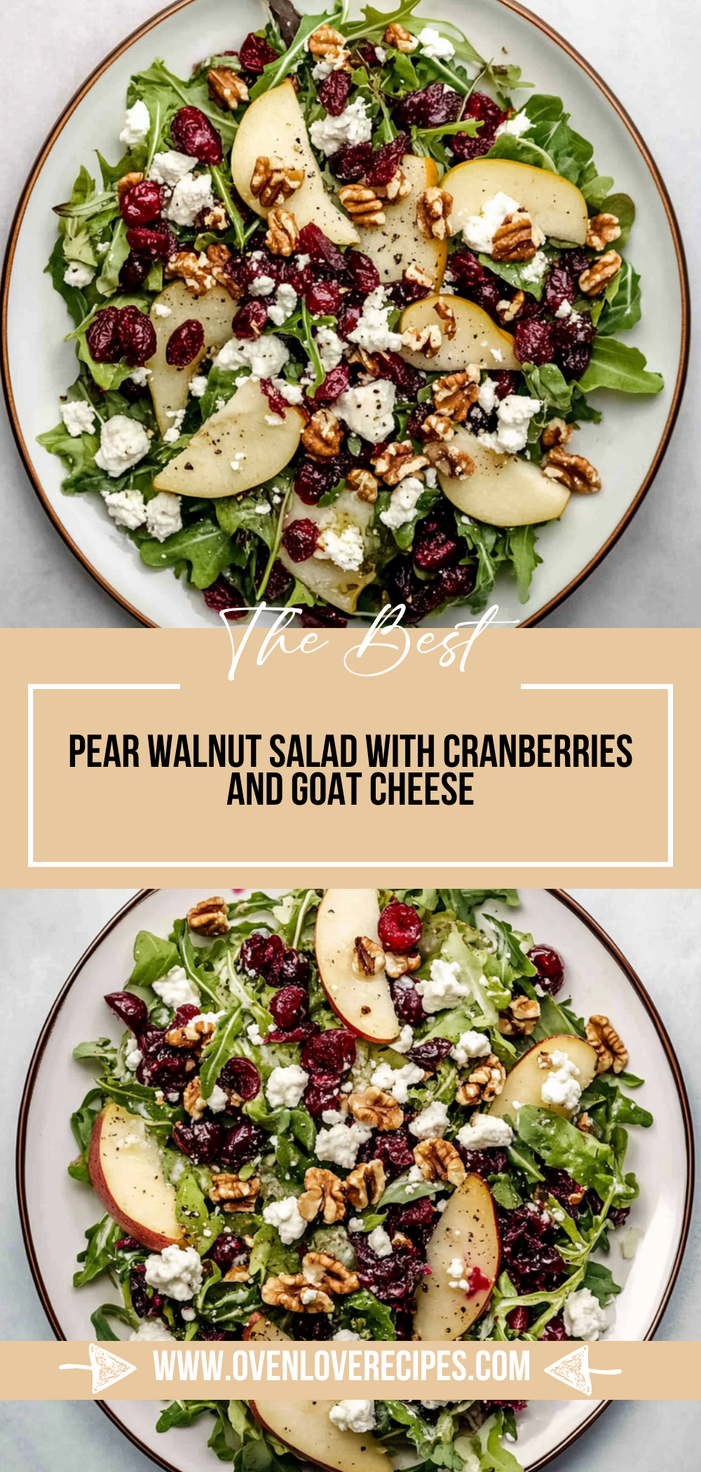 Pear walnut salad with cranberries and goat cheese