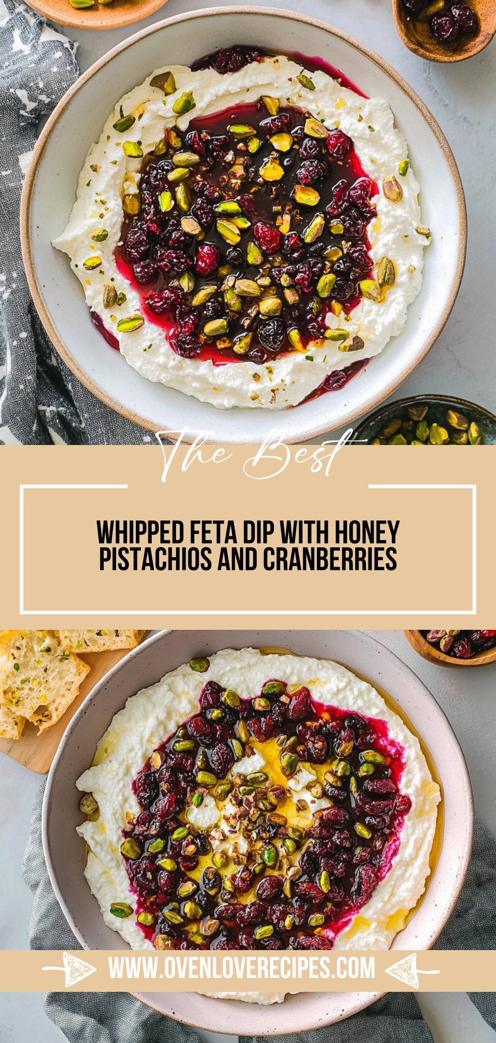 Whipped Feta Dip with Honey, Pistachios, and Cranberries