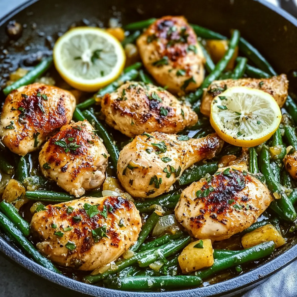 Lemon Garlic Butter Chicken and Green Beans Skillet Delight